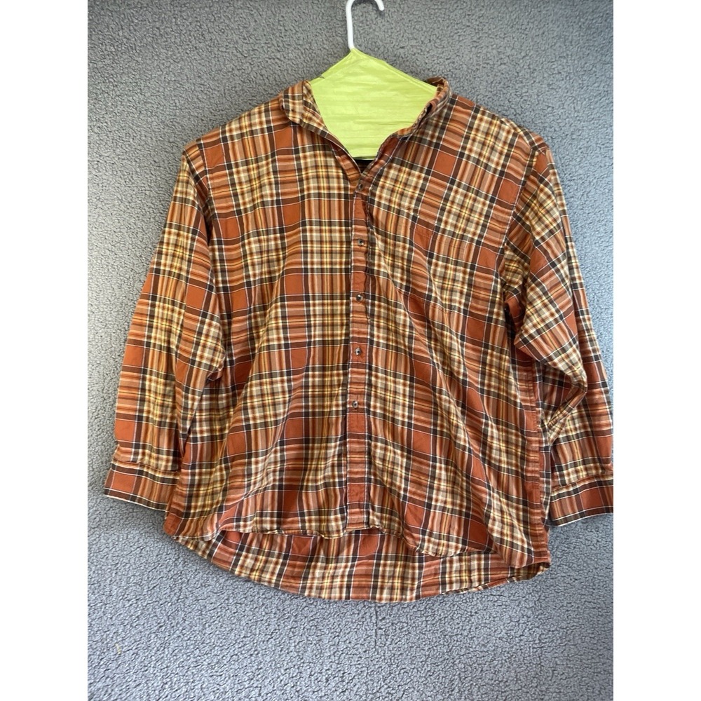Roundtree & Yorke Grid Checked Dress Shirt Men's XXL Button Down